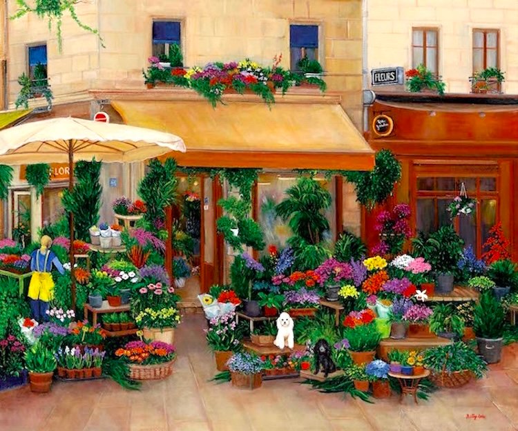 FLOWER SHOP, TWO DOGS, EUROPE