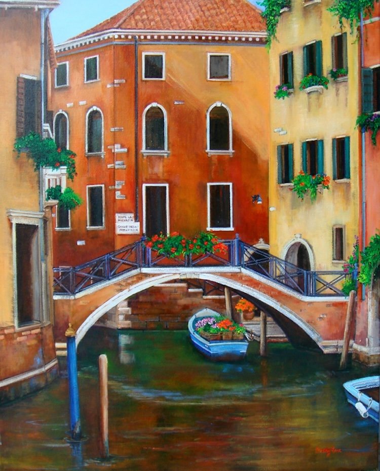 VENICE CANAL, FLOWERS