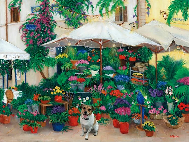PET IN A FLOWER MARKET