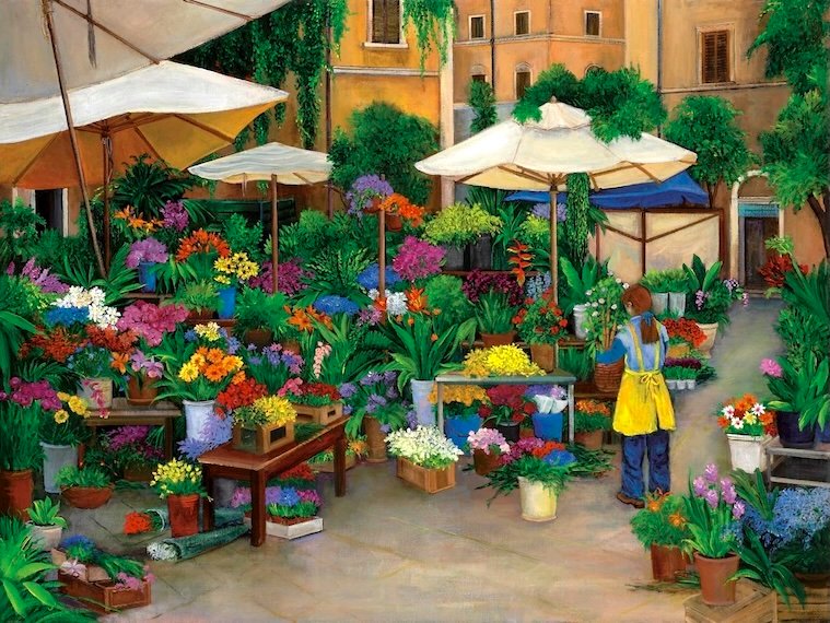 FLOWER MARKET, ROME ITALY FLOWER SELLER