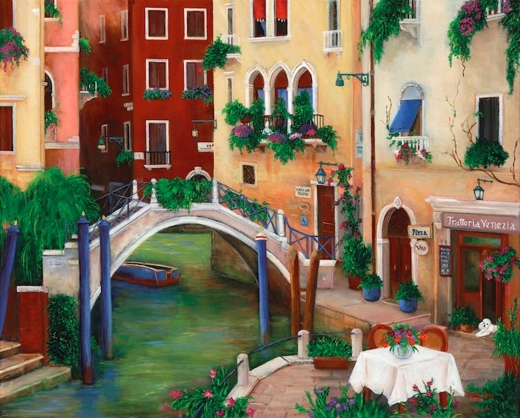 CAFE, TRATTORIA ,VENICE CANAL, ITALY
