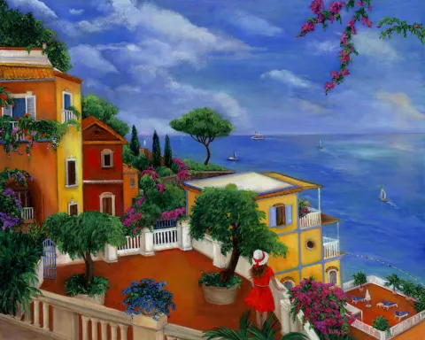 Italy, Amalfi Coast Seaside Vista