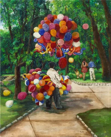 BALLOON SELLER IN PARK, MEXICO