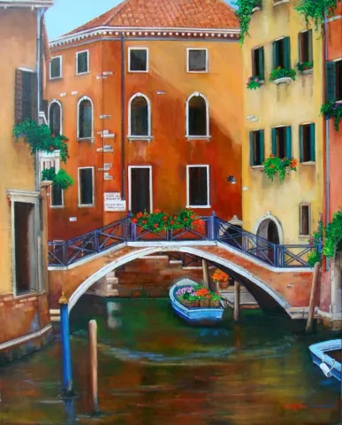 VENICE CANAL, FLOWERS