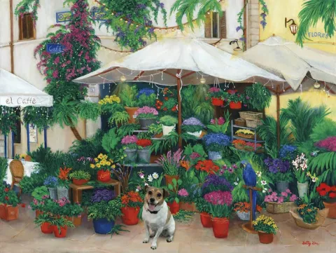 PET IN A FLOWER MARKET