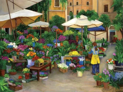 FLOWER MARKET, ROME ITALY FLOWER SELLER